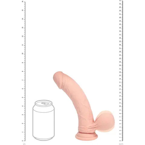 Realrock Realistic Dual Density Vibrating Silicone Dildo with Weighted Balls 8 in. in Beige