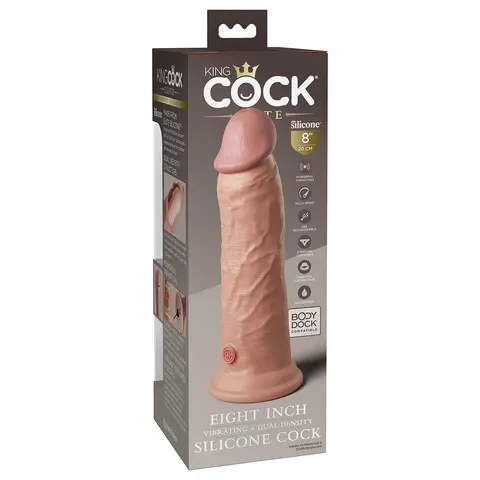 King Cock Elite 8 in. Vibrating Realistic Dildo With Suction Cup in Beige