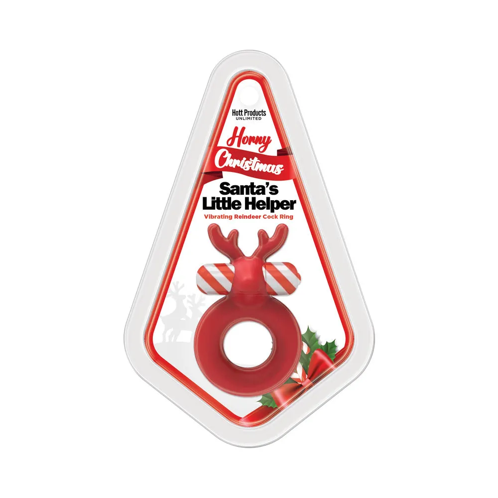 Horny Christmas Santa's Little Helper Reindeer Cockring With Multi Speed Candy Cane Stripe Bullet Liquid Silicone