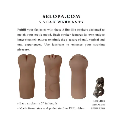 Selopa Party Pack 3-Piece Stroker Pack in Dark