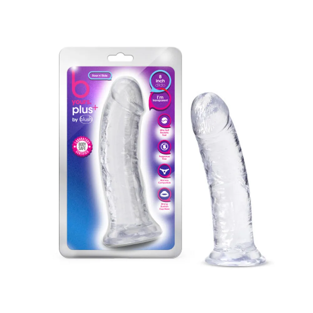 B Yours Plus Roar n' Ride 8 in. Dildo in Clear
