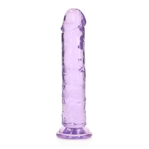 RealRock Crystal Clear Straight 7 in. Dildo Without Balls in Purple