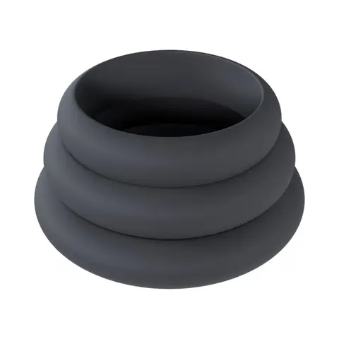 LEVELZ Wide O Silicone Cock Ring Set of 3 (42mm/50mm/55mm) in Black