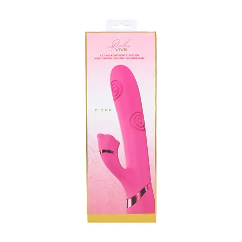 VIVE Fiore Rechargeable G-Spot Air Wave and Tapping Flared Clit Stimulator in Pink