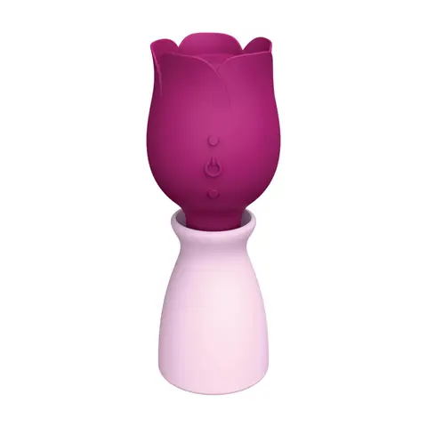 Luxe 2-in-1 Rose Vibrator – Thumping Clitoral Stimulator & Vibrating Bullet Stem