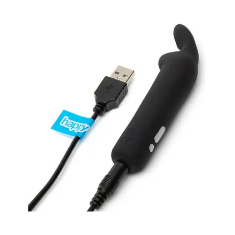 Happy Rabbit Rechargeable Silicone Bullet Vibrator With Ears in Black