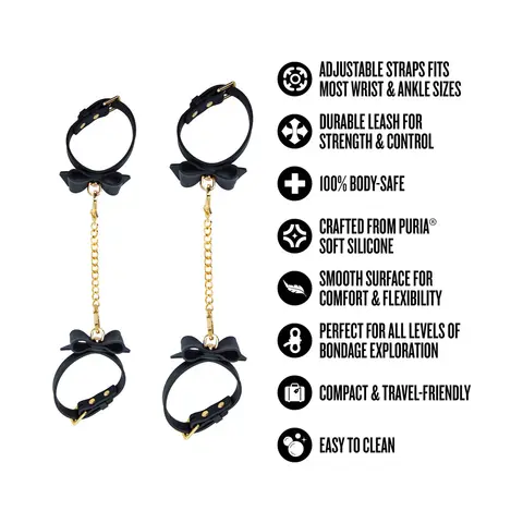 Temptasia Ardor Wrist & Ankle Restraints Black with Bow