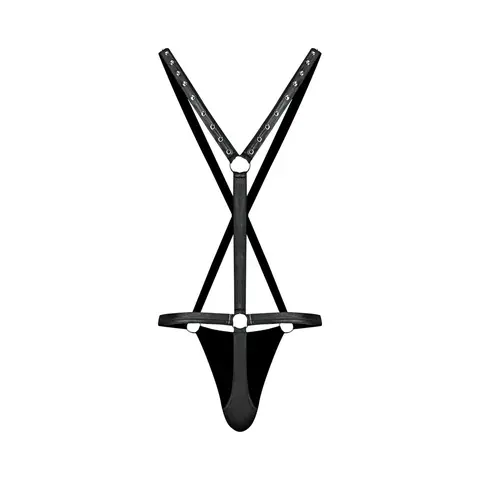 Male Power Fetish Warrior Criss-Cross Body Harness Black S/M