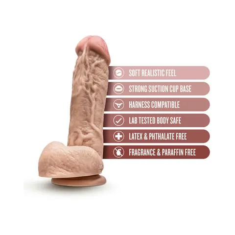 Hung Rider Trigger Realistic 8.5 in. Dildo with Balls Beige