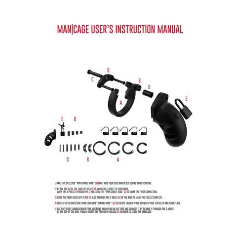 Shots ManCage Model 20 Adjustable 3.5 in. Silicone Chastity Cock Cage Black