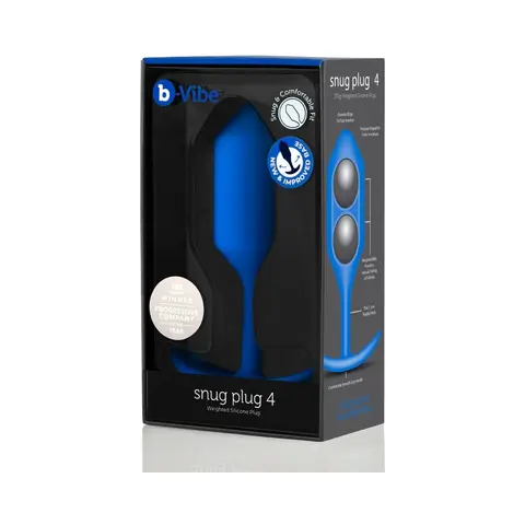 b-Vibe Snug Plug 4 Weighted Silicone Anal Plug in Navy