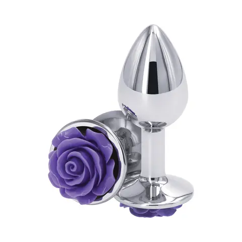 Rear Assets Rose Anal Plug Small in Purple