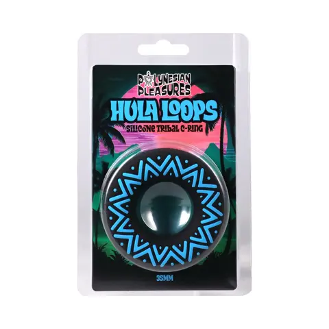 Polynesian Pleasures Hula Loops Silicone Tribal C-Ring 35mm Blue/Black