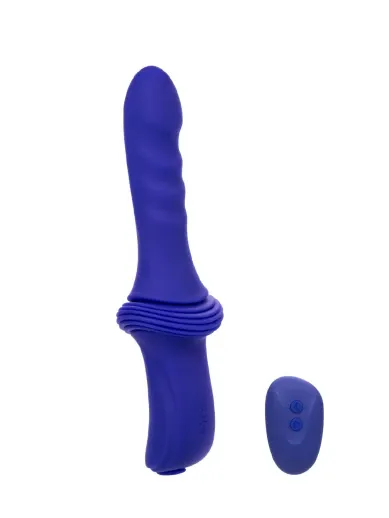 overdrive remote control rechargeable silicone sex machine ridged thruster purple