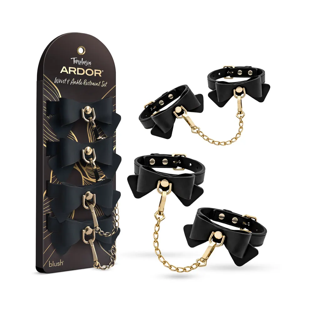 Temptasia Ardor Wrist & Ankle Restraints Black with Bow