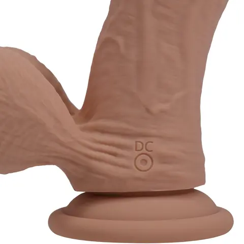 Realrock Realistic Dual Density Vibrating Silicone Dildo with Weighted Balls 6 in. in Tan