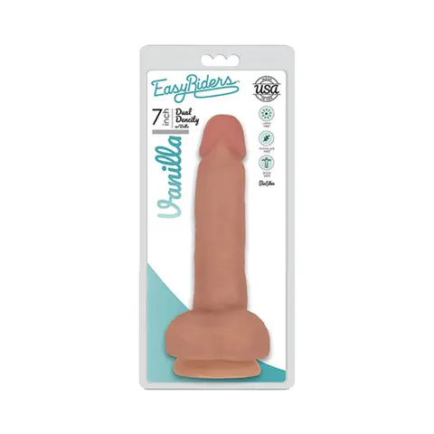 Curve Toys Easy Riders 7 in. Dual Density Dildo with Balls & Suction Cup in Beige