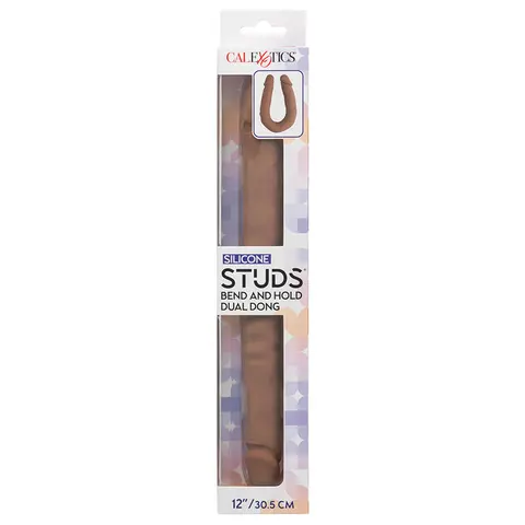 Silicone Studs Bend and Hold Dual Dong Brown 12 in.
