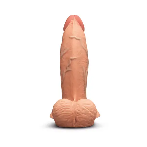 b-Vibe Slipskin Realistic Silicone Dildo 7 in. Girthy in Mocha