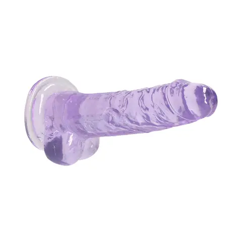 RealRock Crystal Clear Realistic 7 in. Dildo With Balls and Suction Cup in Purple