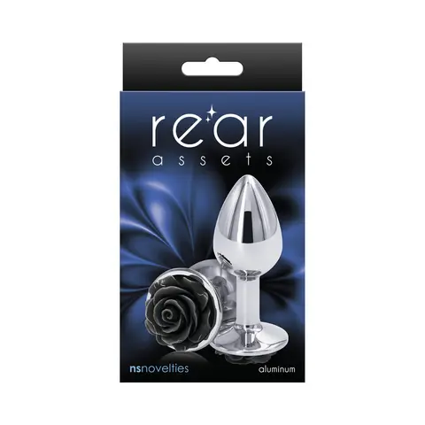 Rear Assets Rose Anal Plug Small in Black