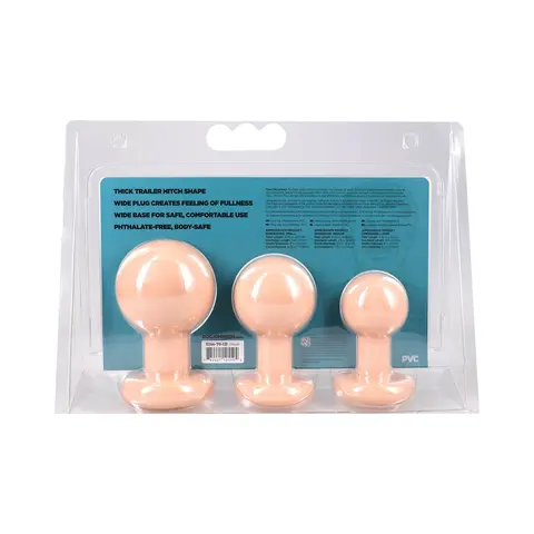 The Classic Round Butt Plug Cream 3-Piece Set