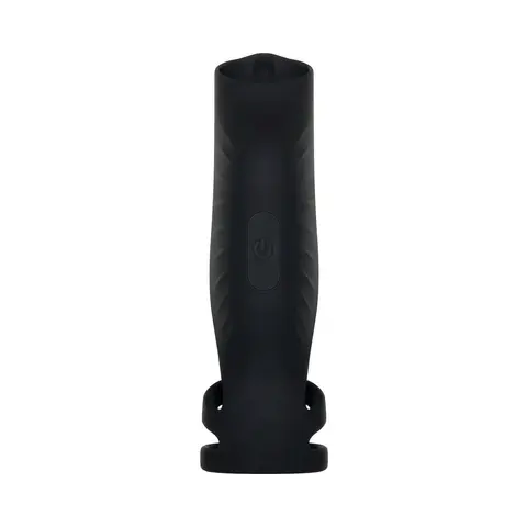 Gender X Rocketeer Rechargeable Triple-Ring Vibrating Silicone Penis Sheath Black