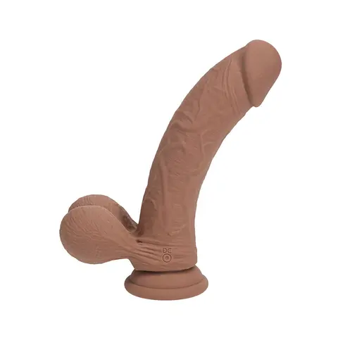 Realrock Realistic Dual Density Vibrating Silicone Dildo with Weighted Balls 6 in. in Tan