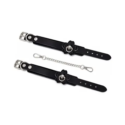 Heat Tease Flower Cuffs Black/Pink