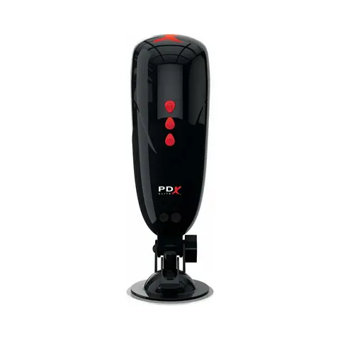 PDX Elite Dirty Talk Rechargeable Vibrating Starter Stroker With Hands-Free Suction Cup Beige/Black