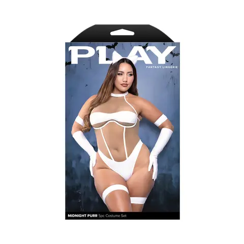 Fantasy Lingerie Play Midnight Purr 5-Piece Cat Costume Set 3XL/4XL