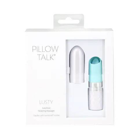 Pillow Talk Lusty Silicone Flickering Lipstick Vibrator with Swarovski Crystal Teal