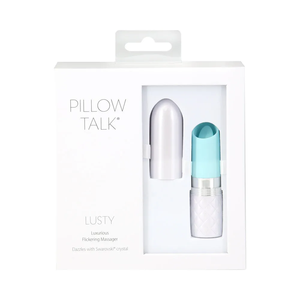Pillow Talk Lusty Silicone Flickering Lipstick Vibrator with Swarovski Crystal Teal
