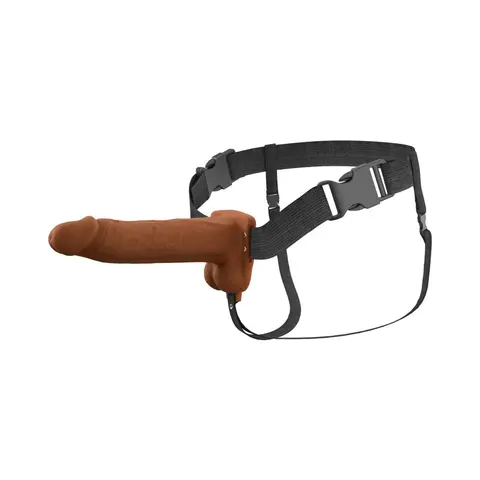 Fantasy X-Tensions Elite Vibrating Hollow Silicone Strap-On 8 in. in Brown