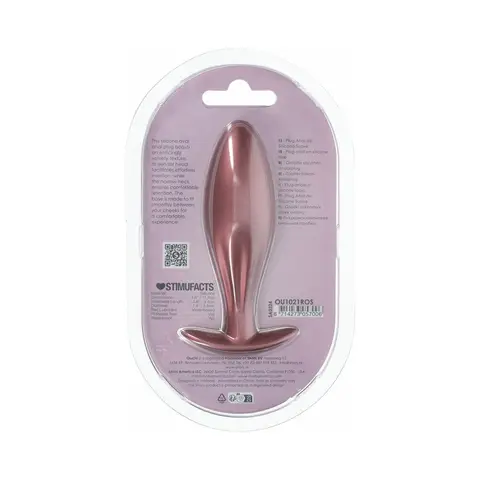 Ouch! Smooth Silicone Oval Anal Plug 4.6 in. Rose Gold