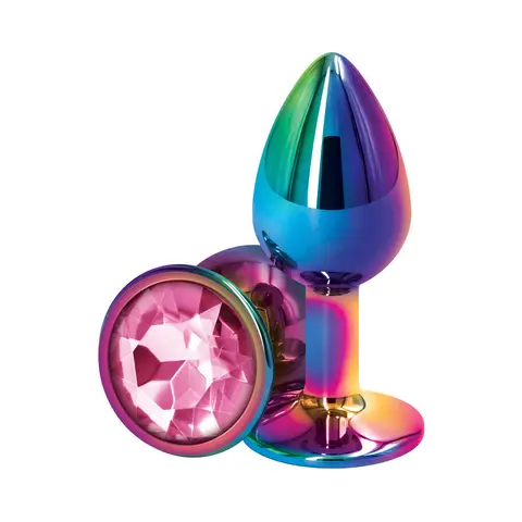 Rear Assets Metal Anal Plug Small in Multicolor/Pink