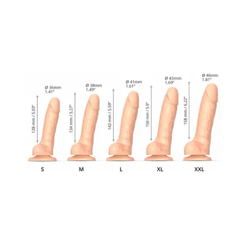 Strap-On-Me Realistic Collection Sliding Skin Dual-Density Silicone Dildo Fuchsia M