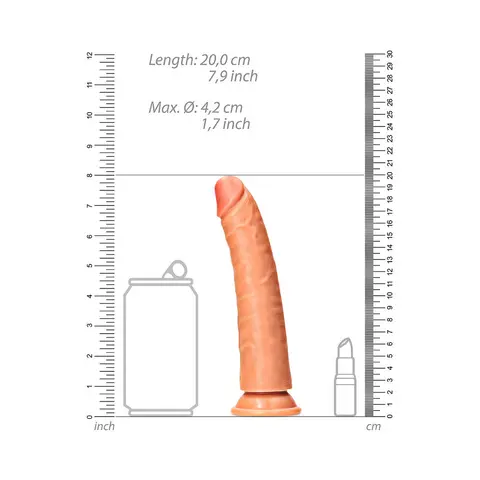 RealRock Realistic 7 in. Slim Dildo With Suction Cup in Tan
