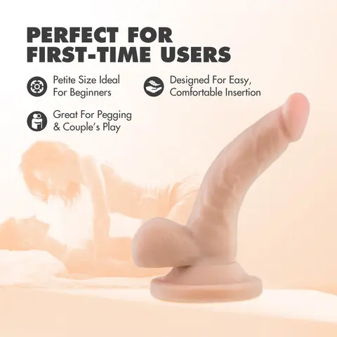 Dr. Skin Mini Cock Realistic 4 in. Dildo with Balls Beige