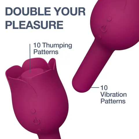 Luxe 2-in-1 Rose Vibrator – Thumping Clitoral Stimulator & Vibrating Bullet Stem