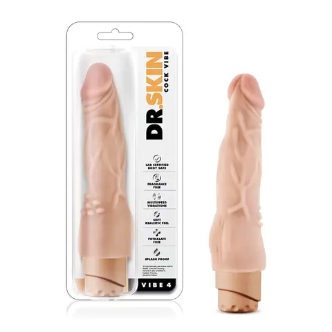 Dr. Skin Cock Vibe 4 Realistic 8 in. Vibrating Dildo in Beige