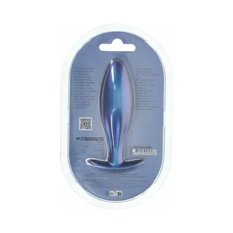 Ouch! Smooth Silicone Oval Anal Plug 4.6 in. Metallic Blue