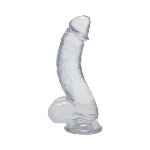Crystal Jellies Curved Realistic Cock with Balls 7 in. in Clear