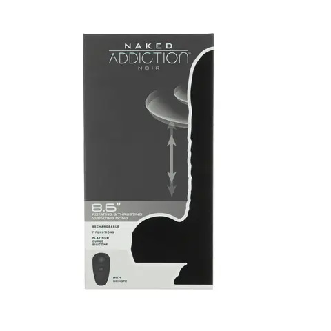 Naked Addiction Noir 8.6 in. Rotating and Thrusting Vibrating Dildo with Remote