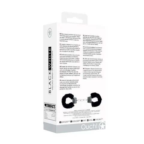 Ouch! Black & White Adjustable Velcro Wrist or Ankle Cuffs Black