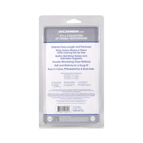 TitanMen Cock Sleeve with Ball Strap 4.5 in. Clear