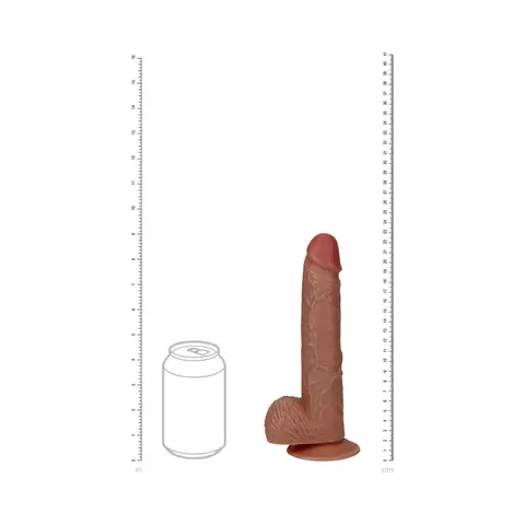 RealRock 9 in. Vibrating Cock with Balls Regular Straight in Tan