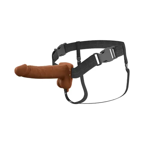 Fantasy X-Tensions Elite Vibrating Hollow Silicone Strap-On 7 in. in Brown