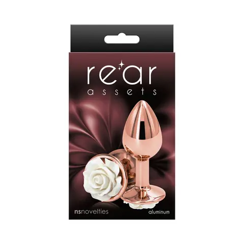 Rear Assets Rose Anal Plug Small in White