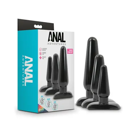 Anal Adventures 3-Piece Basic Plug Kit Black